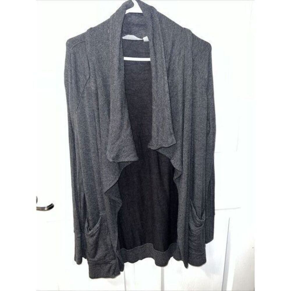 Athleta Studio Wrap Heather Gray Waterfall Open Front Cardigan Size‎ Sm Pockets